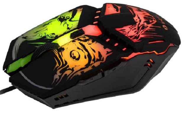 Мышь проводная игровая Intro MG350 Gaming 1.5м с ковриком черная с подсветкой 1200-3600dpi
