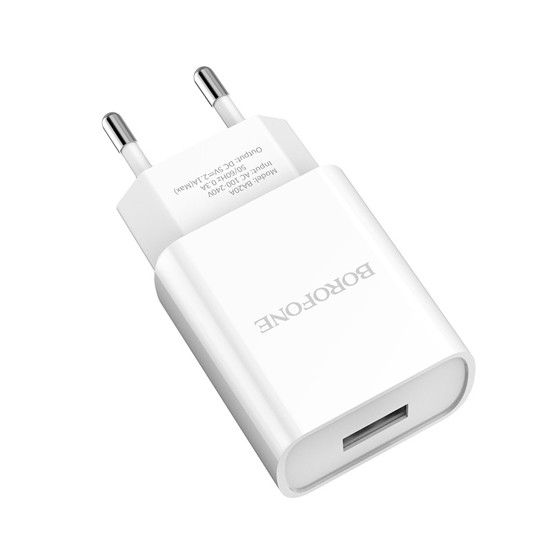 фото Сетевое зарядное устройство Адаптер Блок питания Borofone BA20A USB 2.1A белое