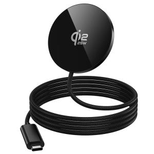 Беспроводное зарядное устройство магнитное HOCO CW63 Pro Qi2.2 25W USB-C Type-C 1.2м ультратонкий черное