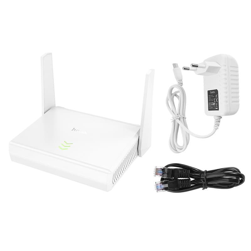 Проводной WiFi Роутер мини Hoco HI36 Wi-Fi4 2.4ГГц 300Мбит/с белый