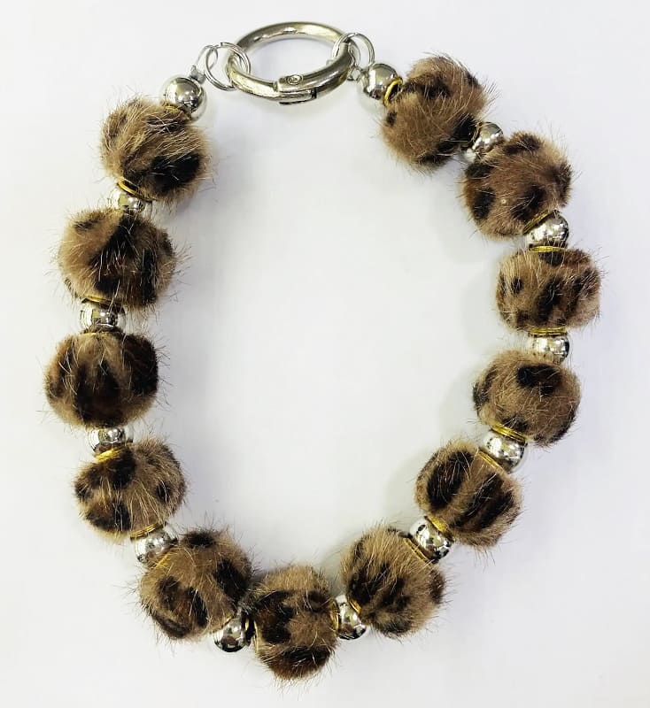 Подвеска брелок обвес Бусины леопардовые меховые крупные SC202531 цвета микс