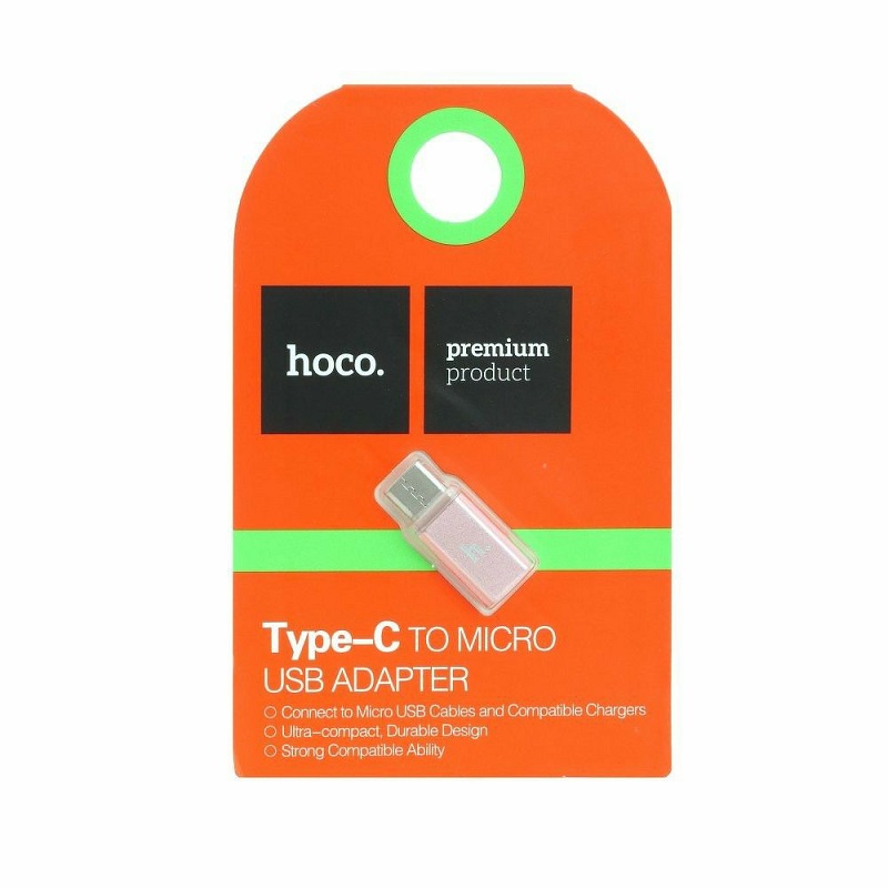 Адаптер переходник с Micro USB на Type-C USB HOCO розовое золото