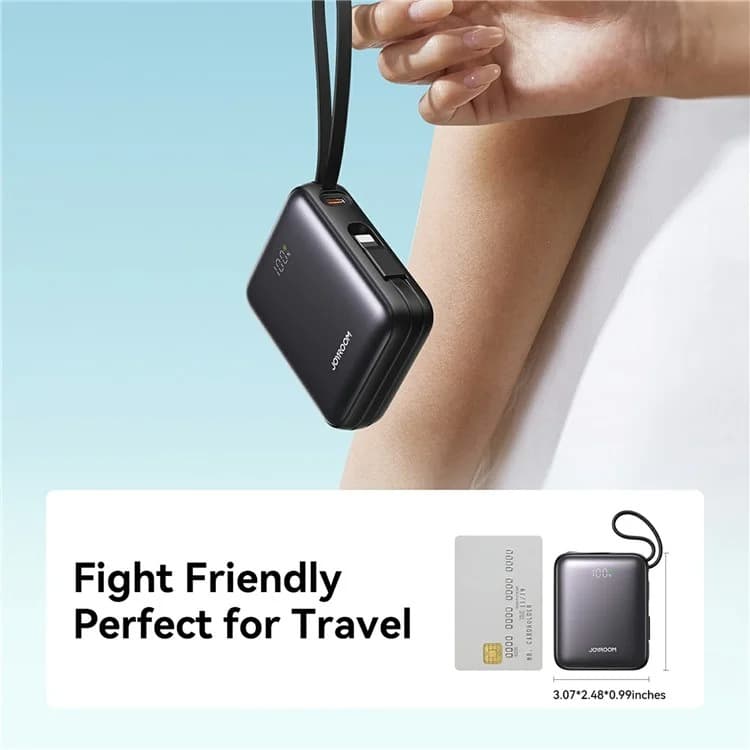 Изображение Внешний аккумулятор повербанк Power bank Joyroom JR-PBF27 10000mAh 22.5W с дисплеем и двумя встроенными кабелями черный фото Внешний аккумулятор повербанк Power bank Joyroom JR-PBF27 10000mAh 22.5W с дисплеем и двумя встроенными кабелями черный