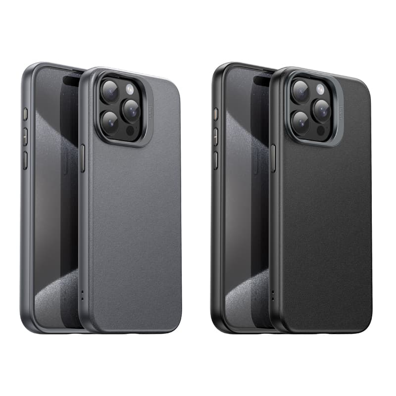 фото Чехол накладка для iphone 15 Pro Max (6.7) HOCO AS8 силикон+пластик под кожу с магнитом черная