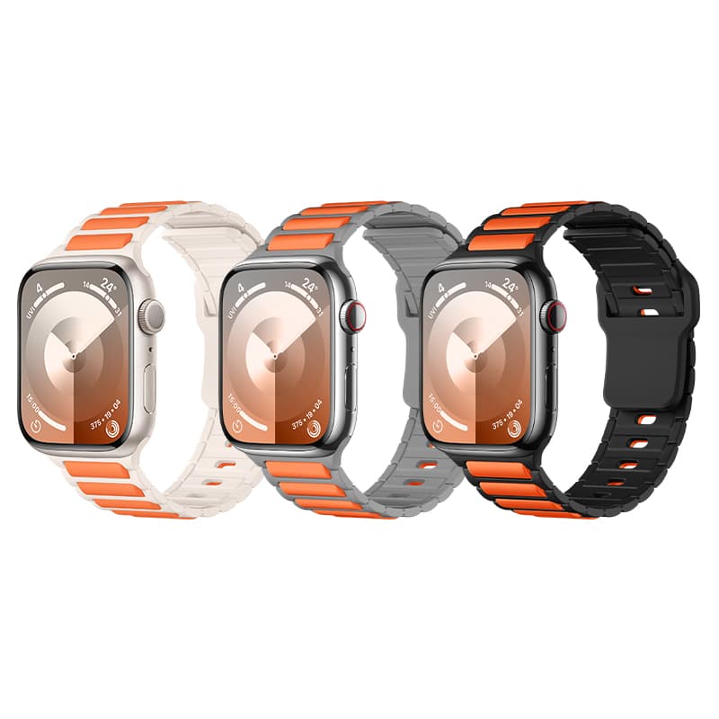 Ремешок для Apple Watch 38/40/41mm HOCO WA31 Flexible series two-color силикон бежево-оранжевый (starlight with orange)