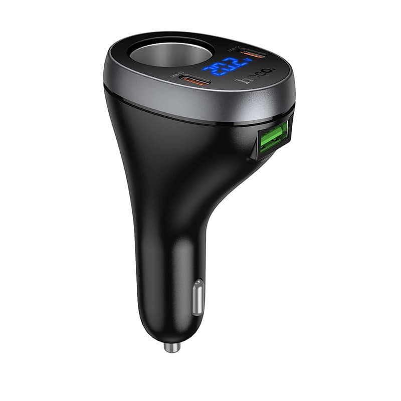 фото Разветвитель HOCO Z61A 60W LED 1 прикуриватель + 2 PD 30W USB QC3.0 черный с дисплеем