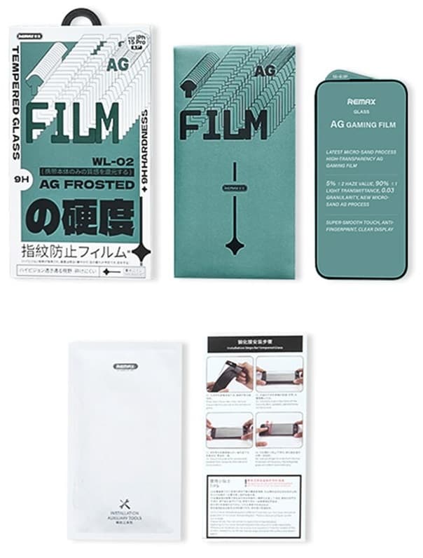 фото Защитное стекло для iphone 15/16 6.1 Remax WL-02 AG Frosted Matte матовое черное