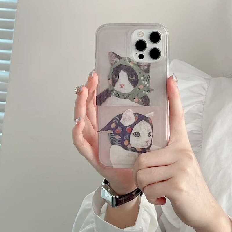 фото Чехол накладка для iphone 14 Pro (6.1) силикон котики в косынках