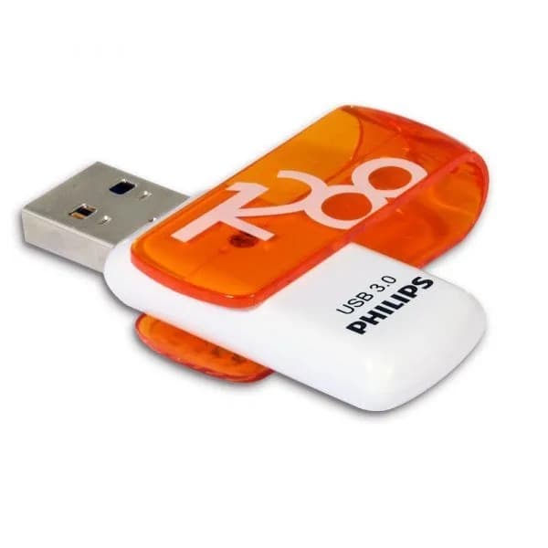 Изображение Флеш-накопитель Philips VIVID USB 3.0 пластик белый оранжевый 128Gb