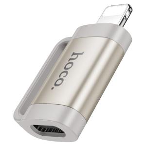Адаптер переходник OTG с Lightning (M) на Type-C USB 2.0 (F) Hoco UA31B серый
