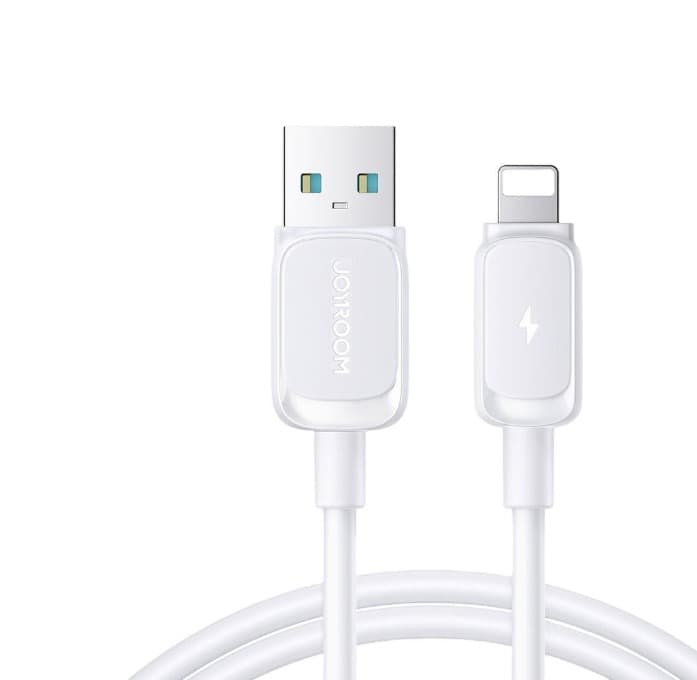 Кабель для зарядки iphone Lightning Joyroom S-A14 1.2м 3A силикон белый Кабель для зарядки iphone Lightning Joyroom S-A14 1.2м 3A силикон белый