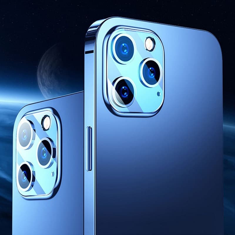 фото Защитное стекло на камеру для iphone 12 mini 5.4 Lanxiu прозрачное с черной окантовкой