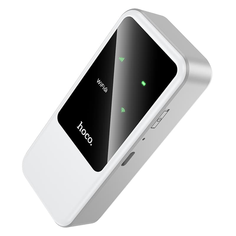 Беспроводной WiFi Роутер карманный Hoco HI42 Wi-Fi6 2.4G 150Мбит/с 2x2000mAh работает с сим картой белый