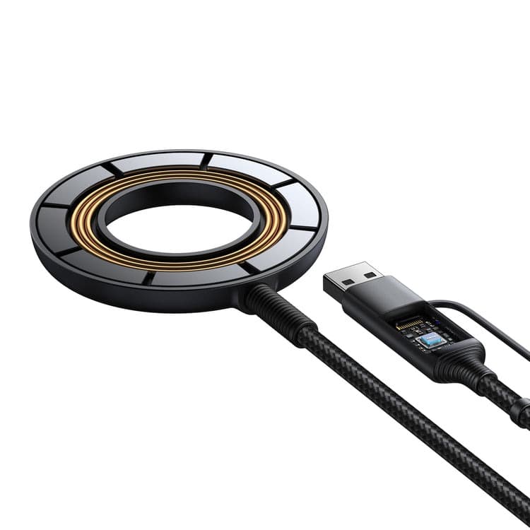фото Беспроводное зарядное устройство магнитное Joyroom JR-WQM03 15W в USB-A/USB-C Type-C черное