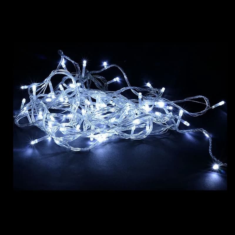 Гирлянда светодиодная 9 м провод прозрачный LED-160 220V 8 режимов холодный белый
