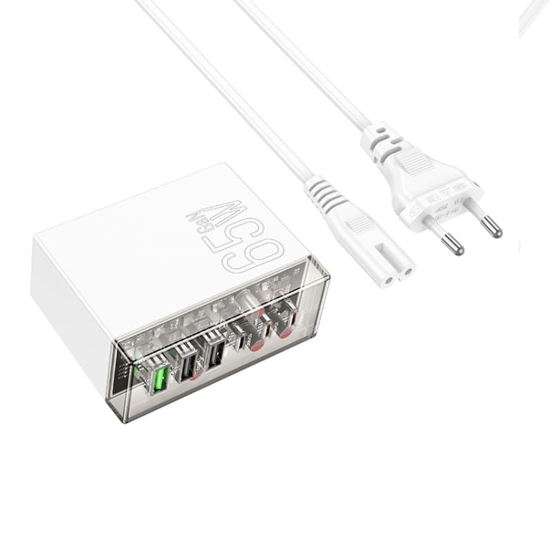 фото Сетевое зарядное устройство Адаптер Блок питания HOCO N36 3USB+3Type-C USB-C / QC3.0+PD 65W белое