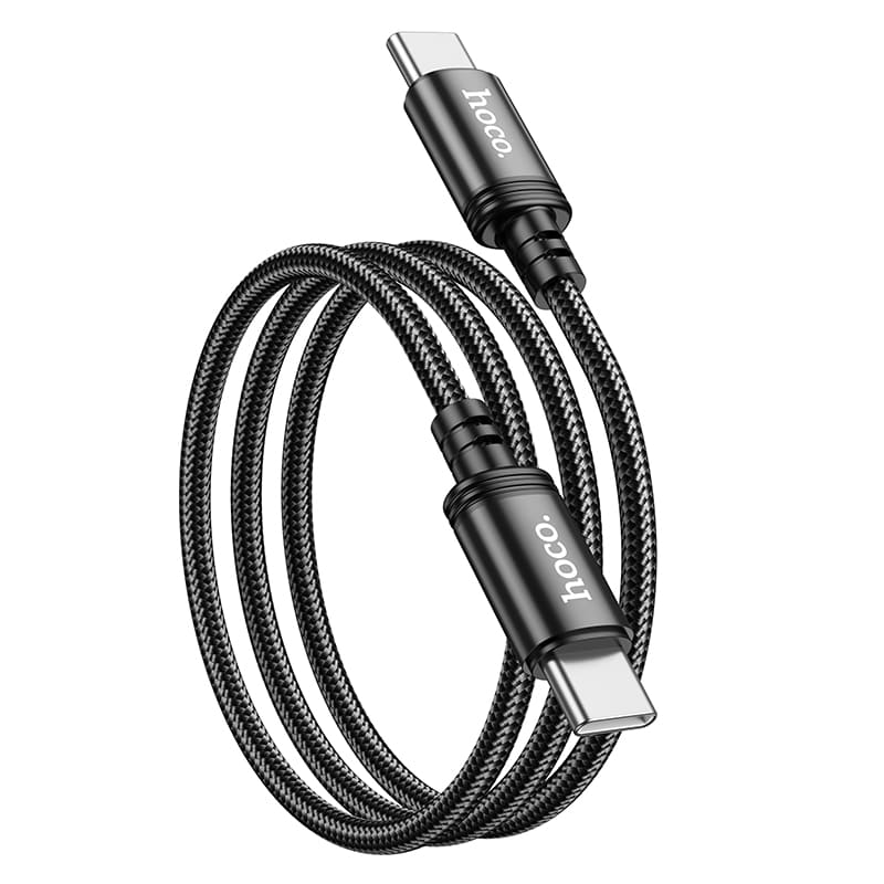 Кабель для зарядки Type-C to Type-C HOCO X89 PD 60W 2м в тканевой оплетке черный