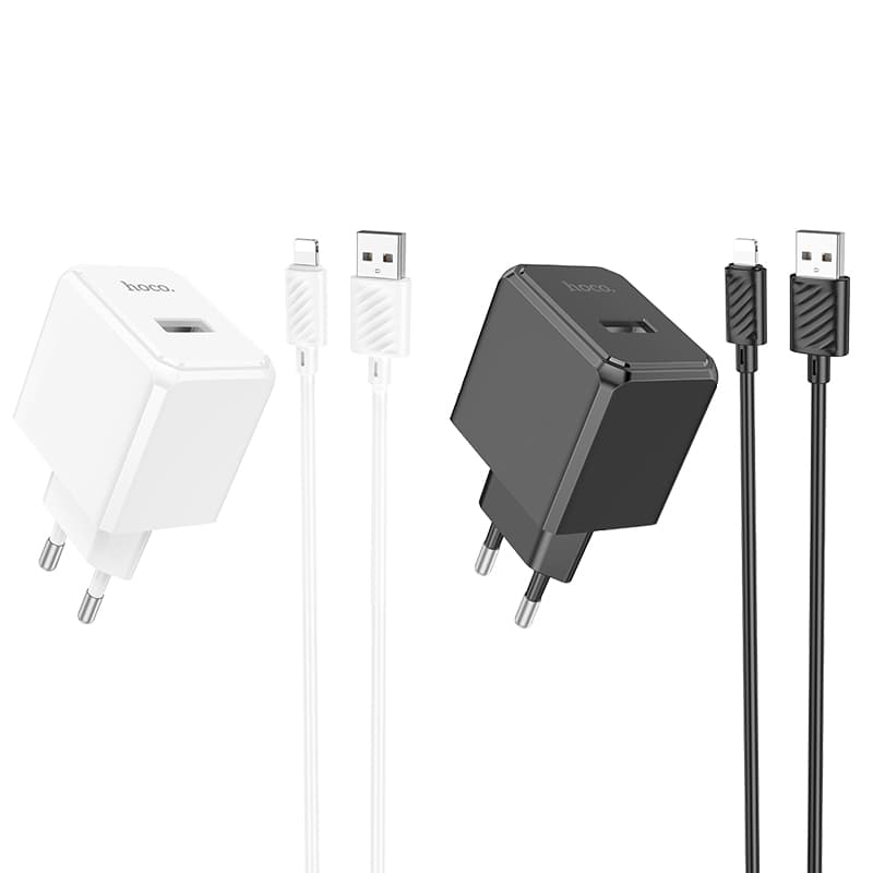 фото Сетевое зарядное устройство + кабель для iphone Lightning HOCO CS11A 2.1A 1м белый