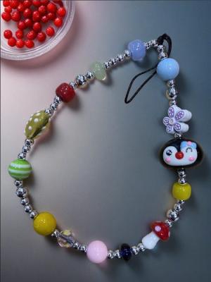 Подвеска брелок обвес Бусины мелкие серебристые и микс из фигурных SS2712