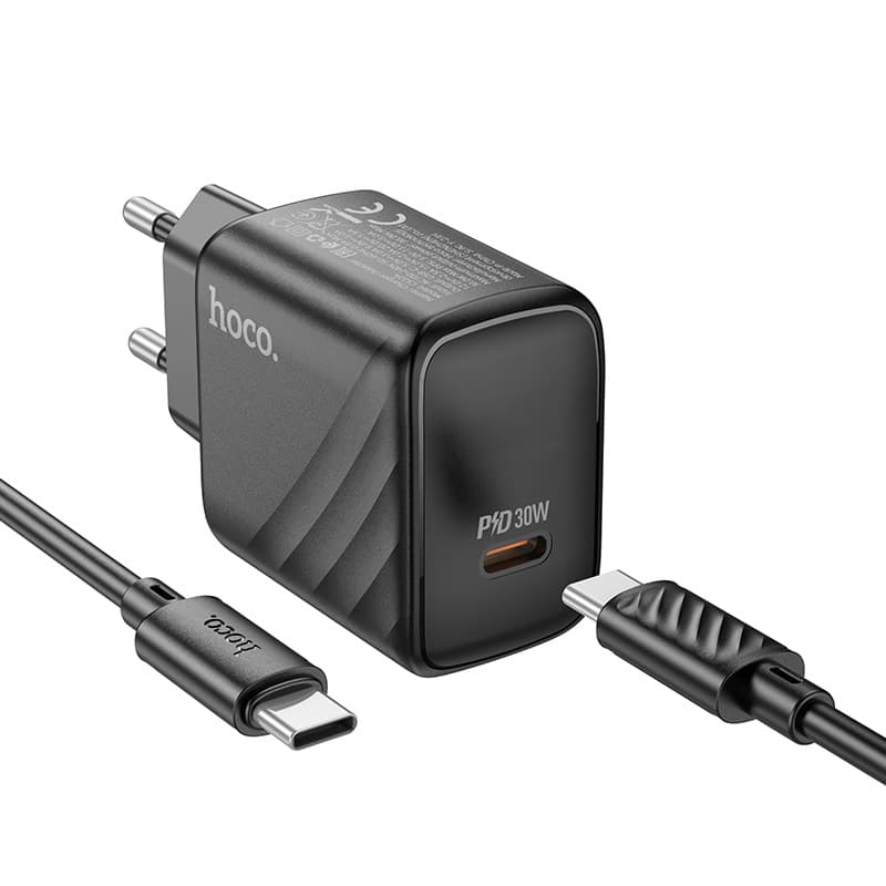 фото Сетевое зарядное устройство + кабель Type-C to Type-C HOCO CS22A PD 30W черный