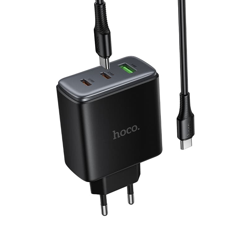 фото Сетевое зарядное устройство + кабель Type-C to Type-C HOCO C160A 2PD 65W+QC3.0 черный