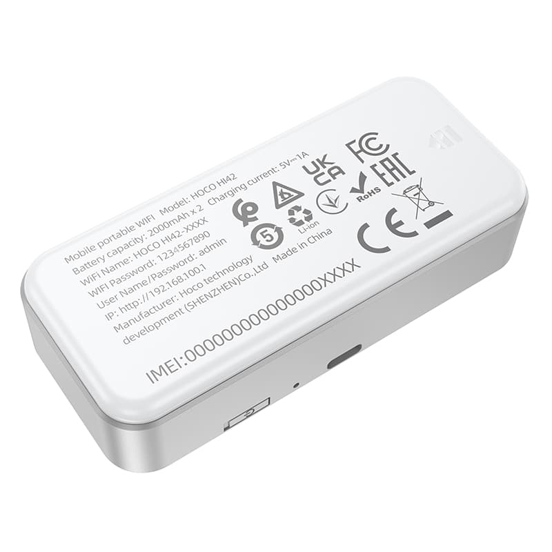 Беспроводной WiFi Роутер карманный Hoco HI42 Wi-Fi6 2.4G 150Мбит/с 2x2000mAh работает с сим картой белый