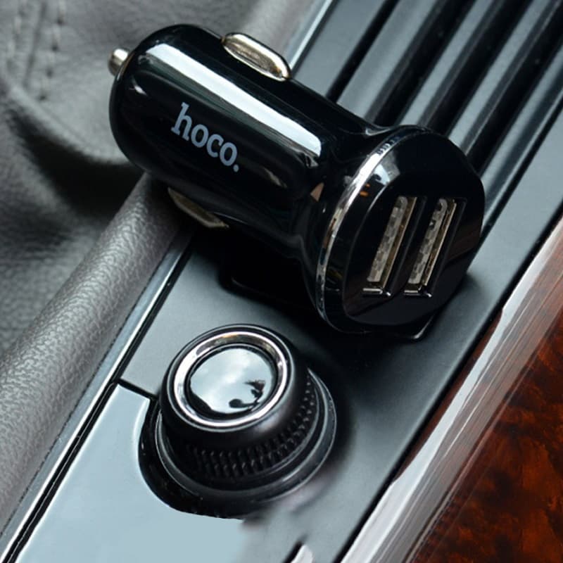 Изображение Автомобильное зарядное устройство HOCO Z1 2USB 2,1A+2,1A черное фото Автомобильное зарядное устройство HOCO Z1 2USB 2,1A+2,1A черное