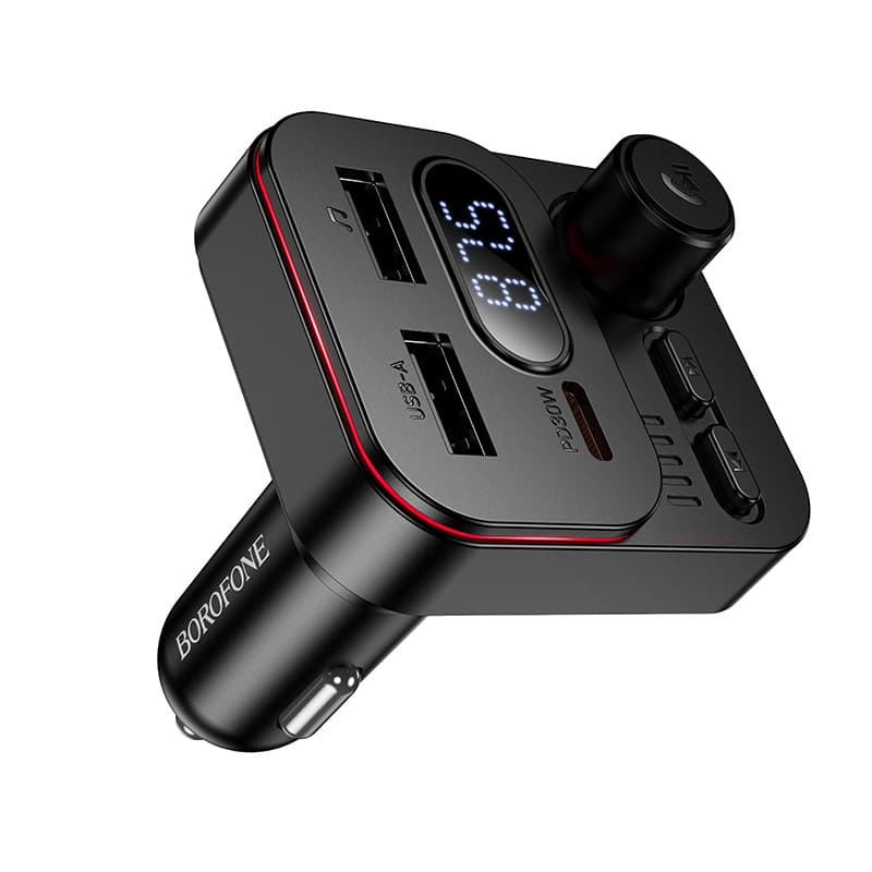 фото FM трансмиттер bluetooth модулятор Borofone BC61 45W USB + PD 30W черный