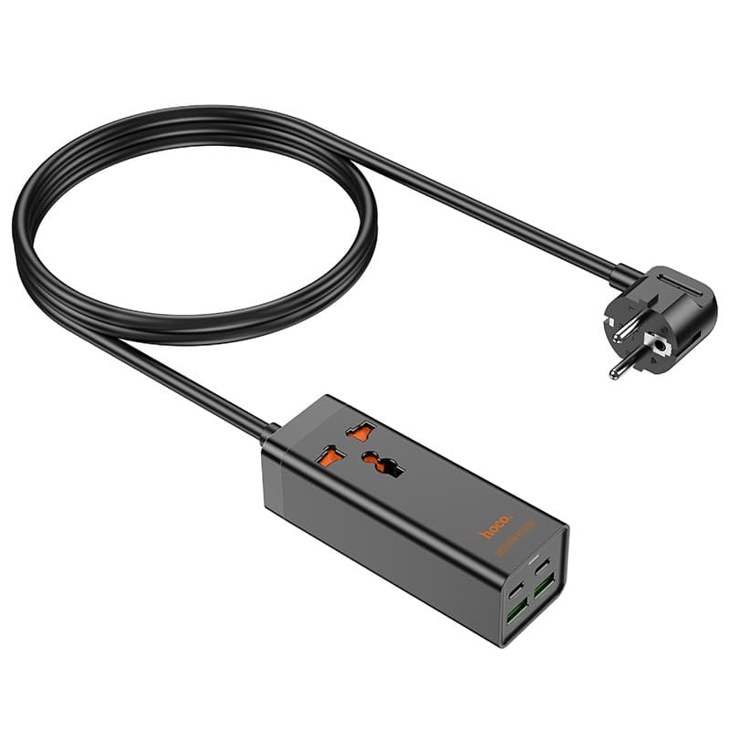 Сетевой фильтр HOCO AC10A 1 гнездо + 2 PD65W + USB QC18W 1.5м 2500W черный Сетевой фильтр HOCO AC10A 1 гнездо + 2 PD65W + USB QC18W 1.5м 2500W черный