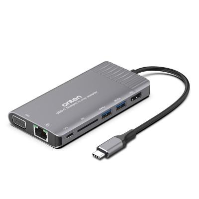 Разветвитель адаптер переходник концентратор Type-C HUB Хаб Onten OTN-95117 док станция 8в1 серый