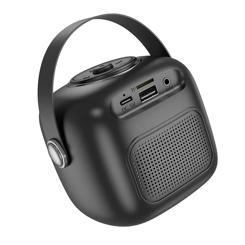 Колонка блютуз с микрофоном караоке Borofone BP15 LED Mini Karaoke черная 1500mAh