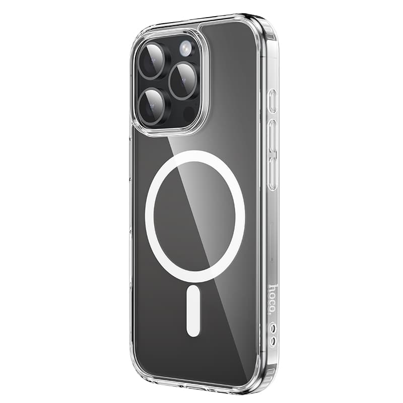 фото Чехол накладка для iphone 16 Pro Max (6.9) HOCO Armour magnetic защита углов силикон+пластик с магнитом для magsafe матовая черная