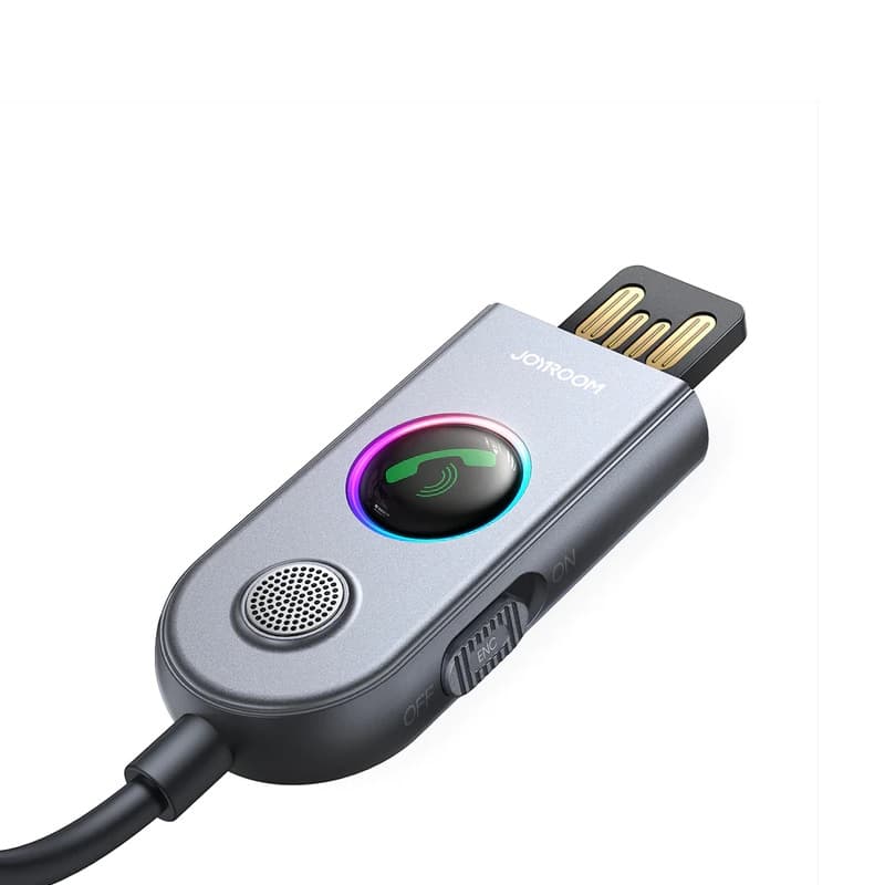 фото Блютуз aux FM трансмиттер bluetooth адаптер ресивер Joyroom JR-CB6 100cm темно-серый