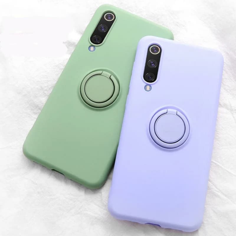 фото Чехол накладка для iphone 11 (6.1) силикон с магнитом и кольцом черная с защитой камеры