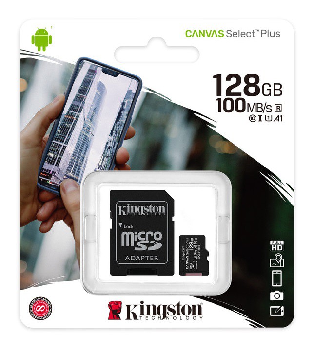 Изображение Карта памяти Kingston Micro SDXC Class 10 UHC-I Canvas Select Plus A1 100MB/s 128Gb