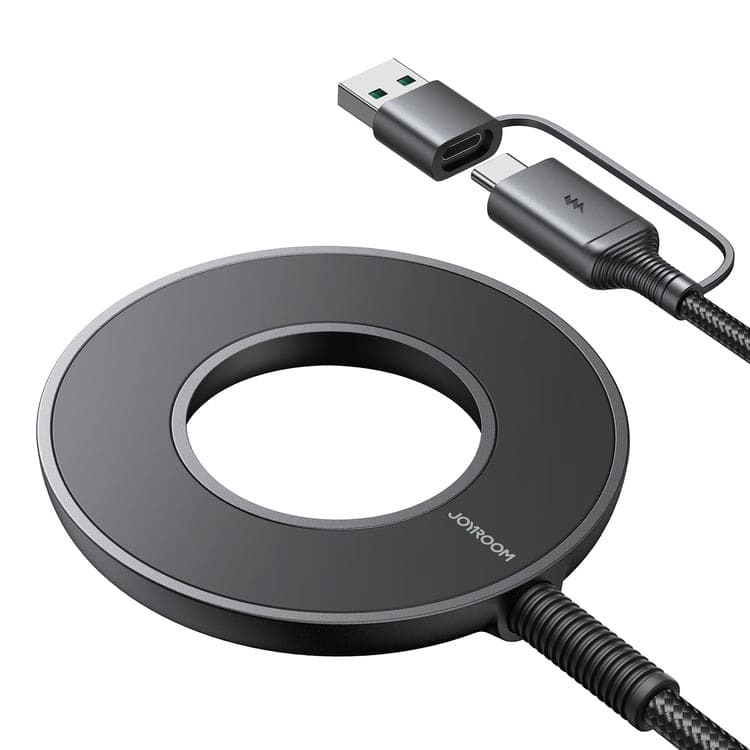 фото Беспроводное зарядное устройство магнитное Joyroom JR-WQM03 15W в USB-A/USB-C Type-C черное