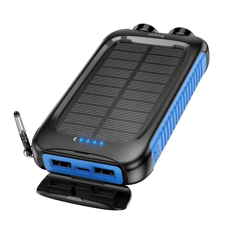 Изображение Внешний аккумулятор повербанк Power bank HOCO DB51 8000mAh с солнечной панелью и фонариком черный фото Внешний аккумулятор повербанк Power bank HOCO DB51 8000mAh с солнечной панелью и фонариком черный