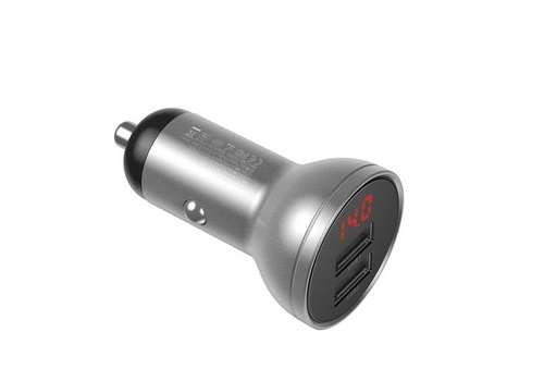 Изображение Автомобильное зарядное устройство Baseus Digital Display Dual USB 4.8A 24W серебро CCBX-0S фото Автомобильное зарядное устройство Baseus Digital Display Dual USB 4.8A 24W серебро CCBX-0S