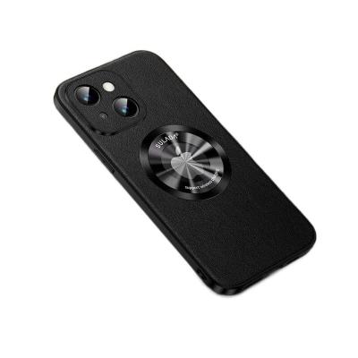 Чехол накладка для iPhone 14 Pro (6.1) SULADA кожа+силикон черный с магнитом
