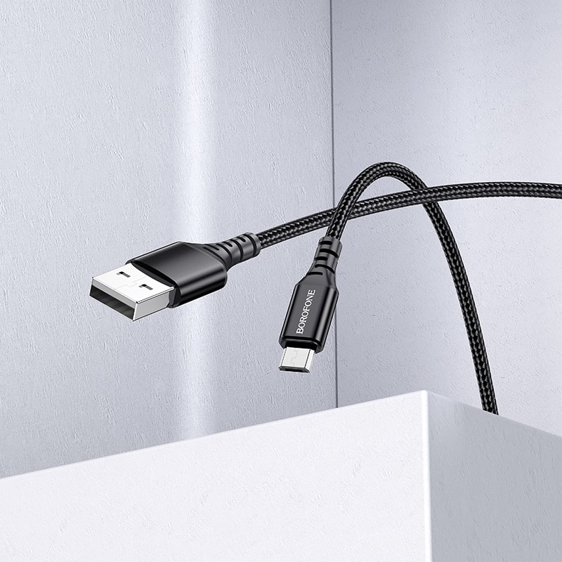 Кабель для зарядки Micro USB Borofone BX54 плетеный черный