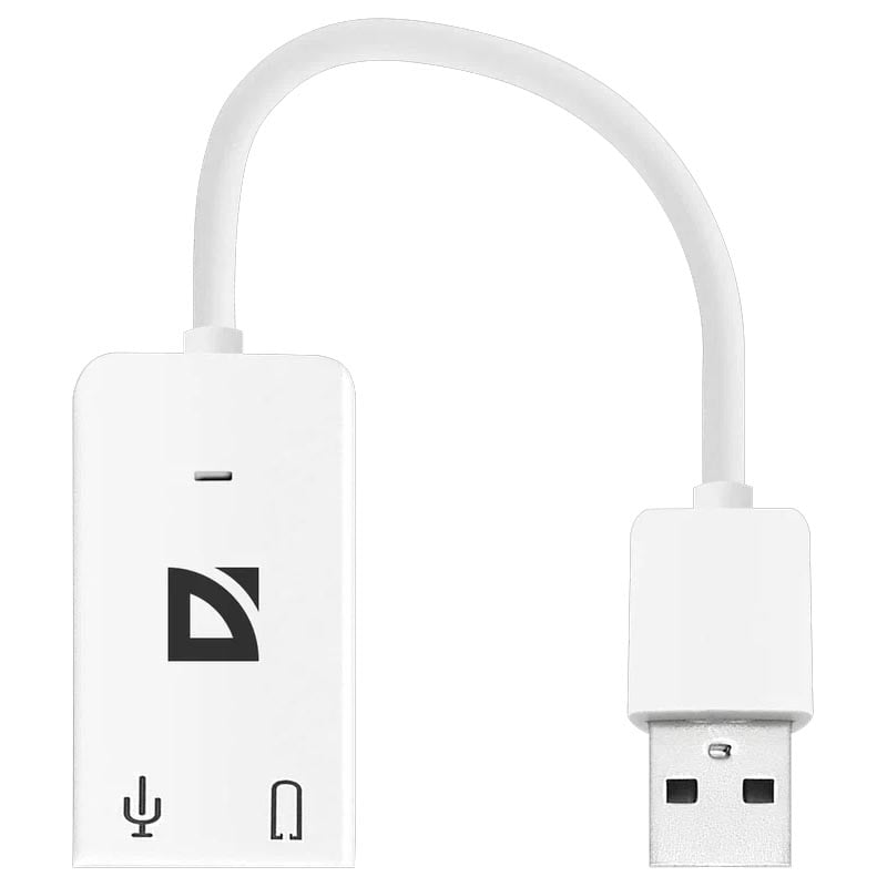 Внешняя USB звуковая карта с USB на 2xJack 3.5 Defender 0.1м белая