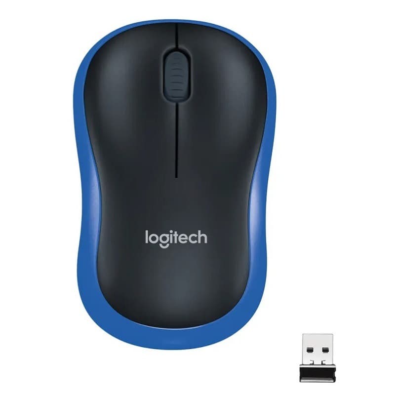 Мышь беспроводная Logitech M185 1000dpi черно-синяя