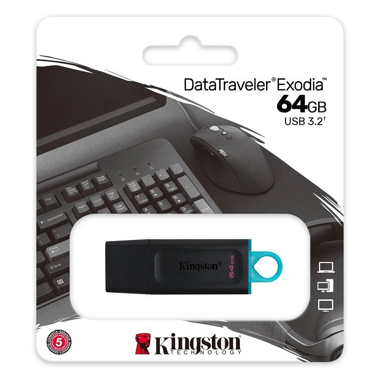 Изображение Флеш-накопитель Kingston DTX Exodia USB 3.2 черный/бирюзовая 64Gb