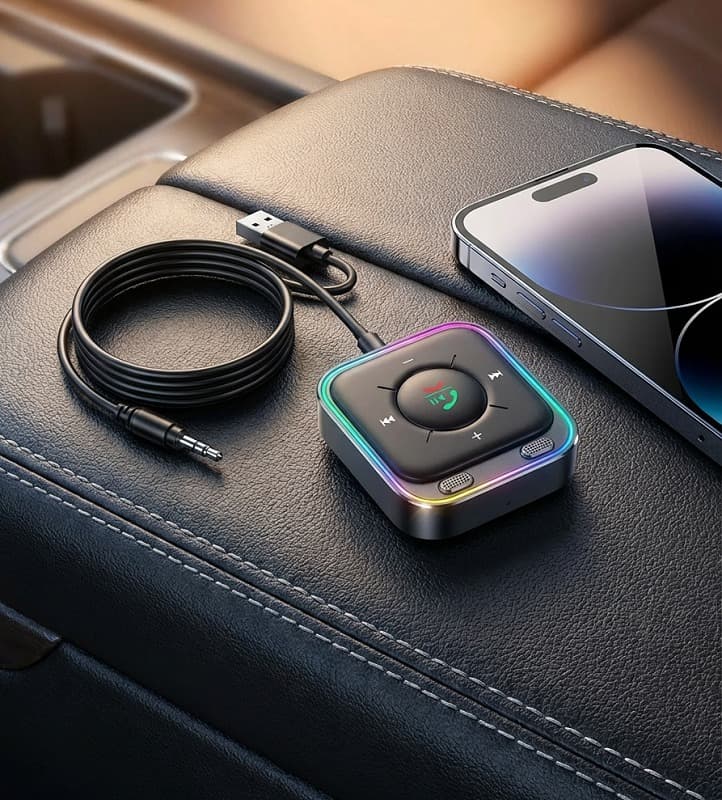 фото Блютуз aux FM трансмиттер bluetooth адаптер ресивер Joyroom JR-CB3 черный