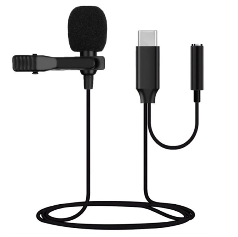 Микрофон петличный MIC-2 для Type-C/Jack 3.5 1м черный