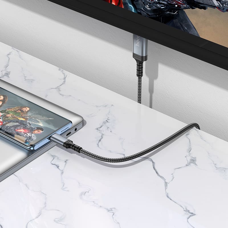 Кабель Type-C USB на HDTV 4K HD Hoco UA43 1.8м серый металл