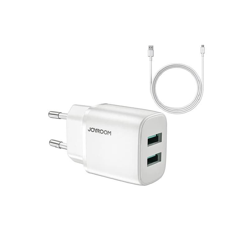 фото Сетевое зарядное устройство + кабель Micro USB Joyroom L-2A123 2USB 2.4A белый