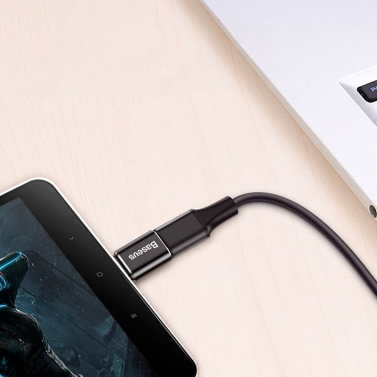 Адаптер переходник с Micro USB на Type-C USB Baseus CAMOTG-01 черный