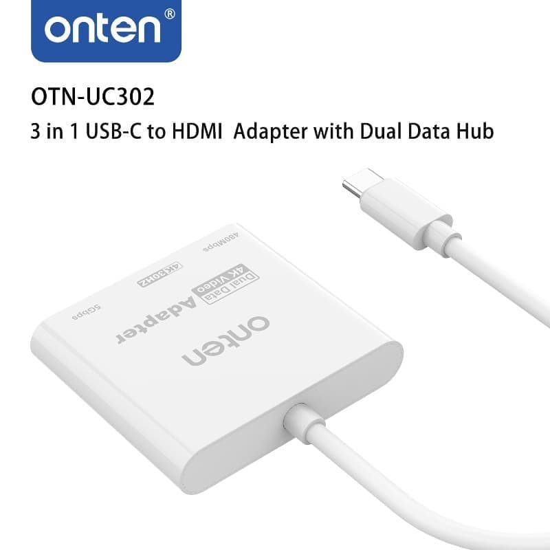 Разветвитель адаптер переходник концентратор Type-C HUB Хаб Onten OTN-UC302 3в1 белый