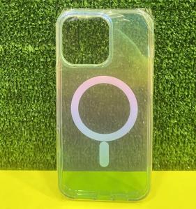 Чехол накладка для iphone 17 Pro (6.3) пластик с магнитом переход цвета с блеском прозрачная
